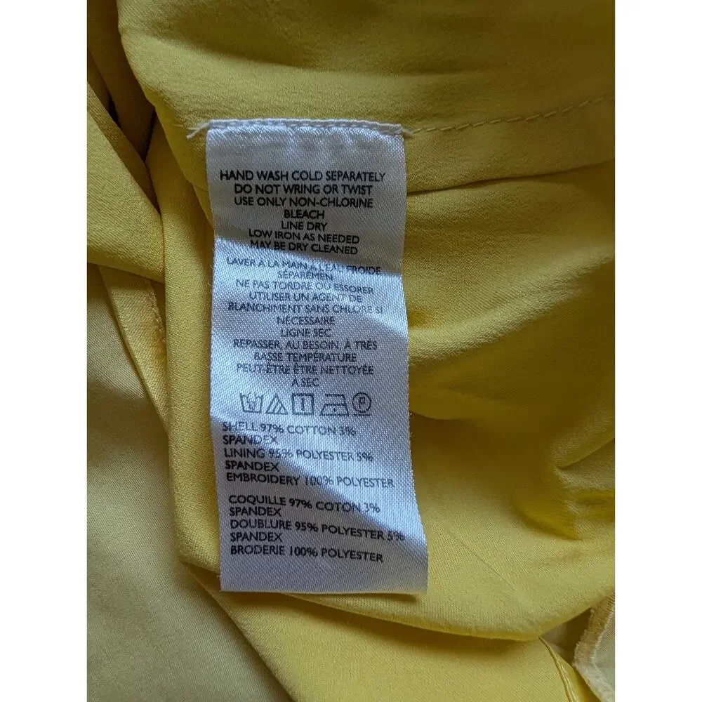 NWT By Anthropologie Cutwork Mini Shift Dress Size 4 Yellow #C3422 - Picture 7 of 8